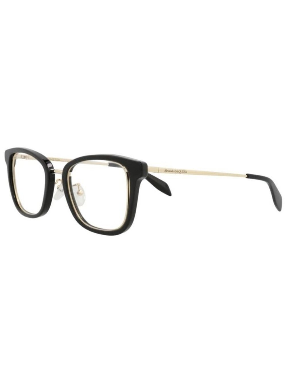 New Alexander McQueen Womens Square/Rectangle Black Gold Transparent Fashion Des